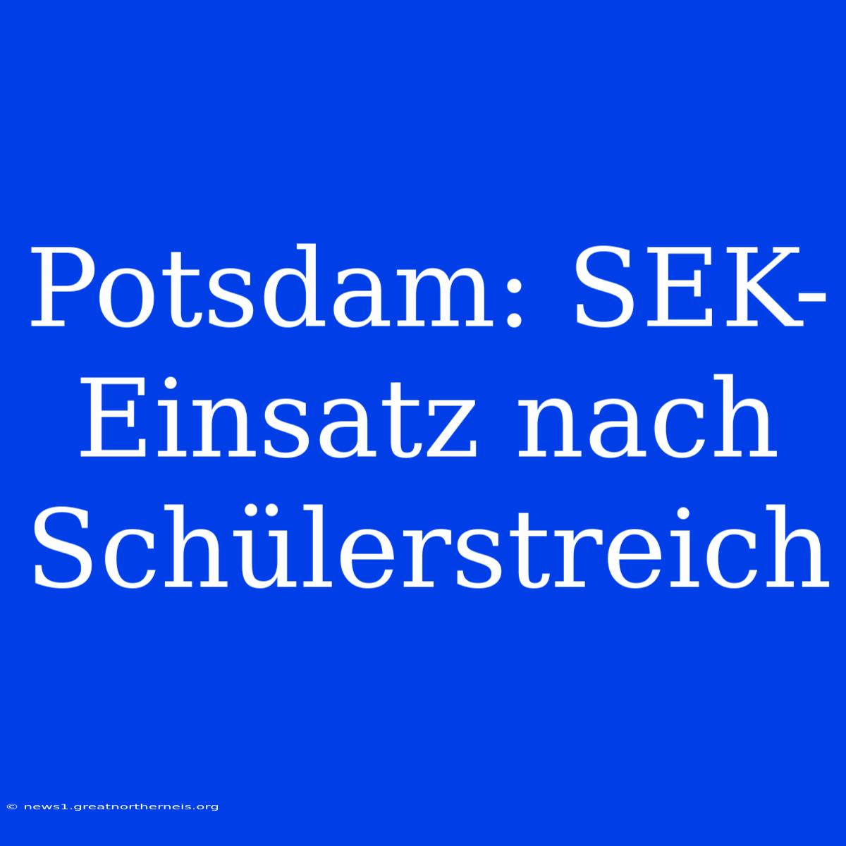 Potsdam: SEK-Einsatz Nach Schülerstreich