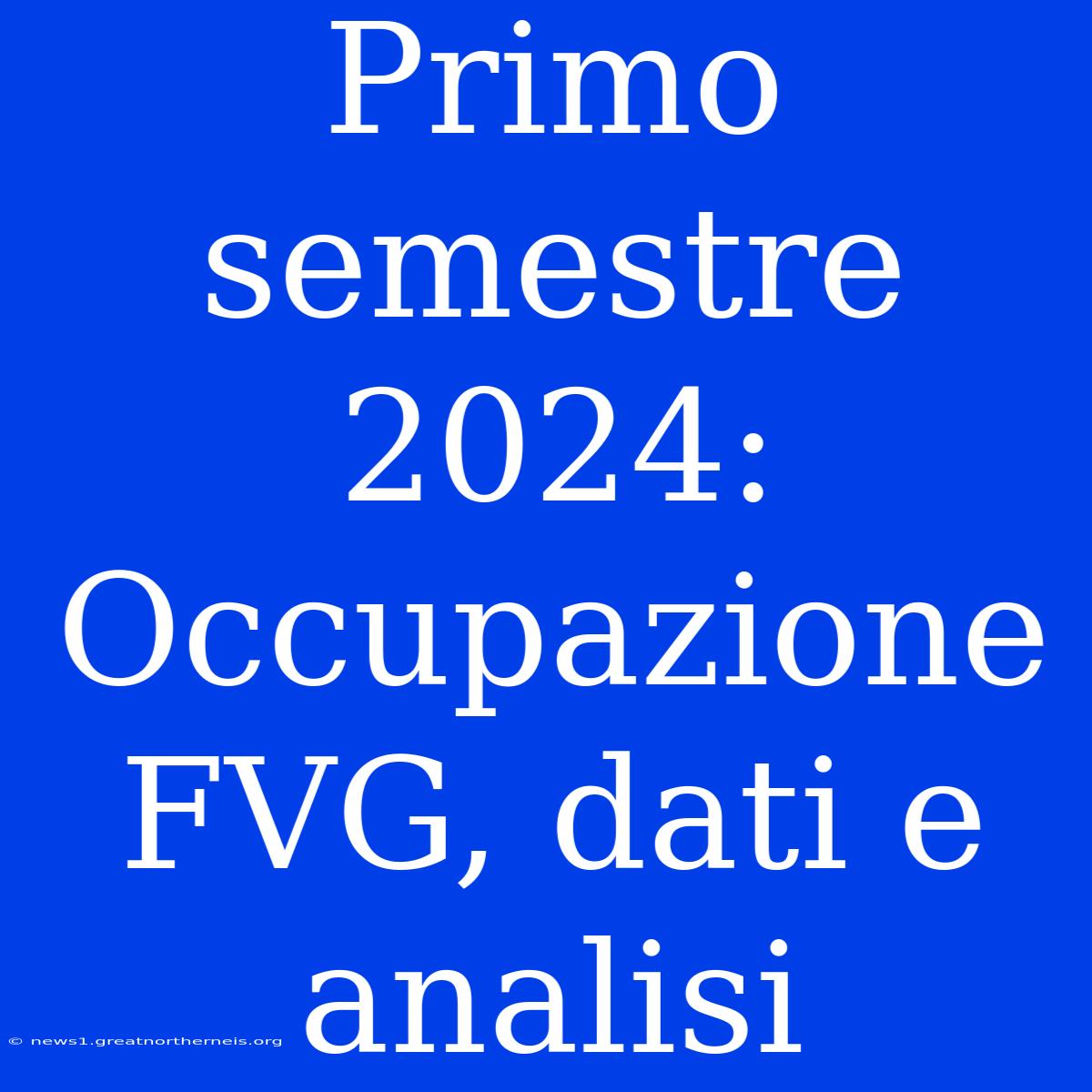 Primo Semestre 2024: Occupazione FVG, Dati E Analisi