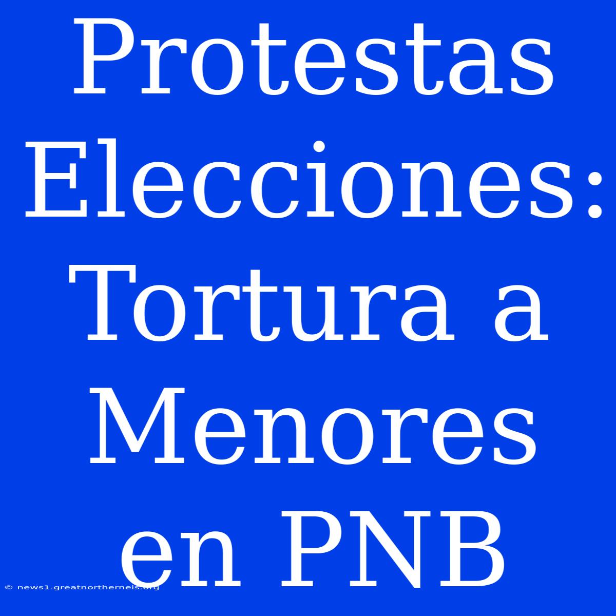 Protestas Elecciones: Tortura A Menores En PNB