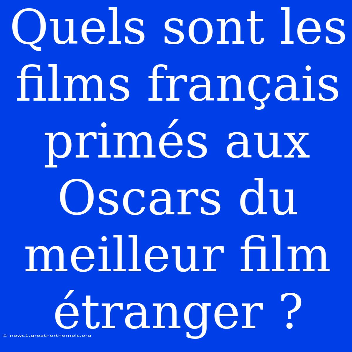 Quels Sont Les Films Français Primés Aux Oscars Du Meilleur Film Étranger ?