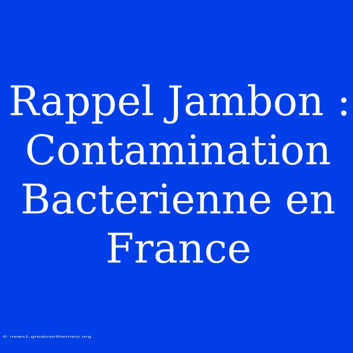 Rappel Jambon : Contamination Bacterienne En France