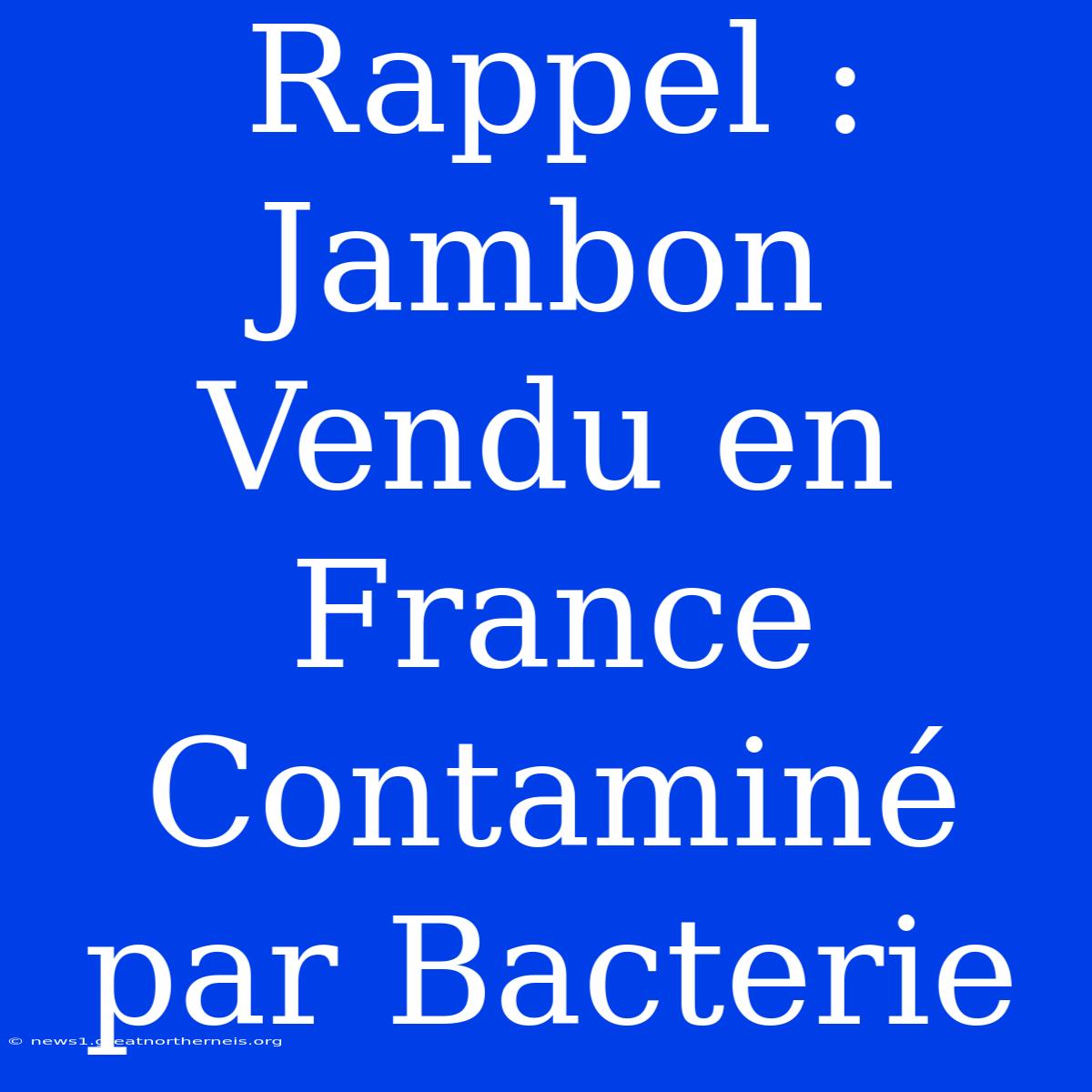 Rappel : Jambon Vendu En France Contaminé Par Bacterie