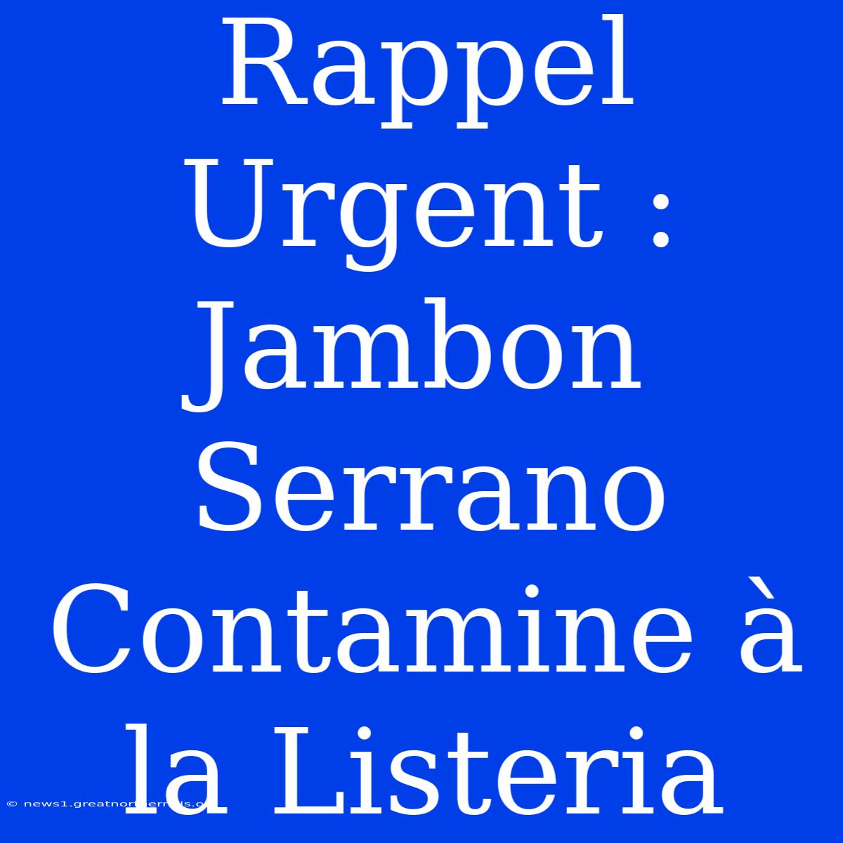 Rappel Urgent : Jambon Serrano Contamine À La Listeria