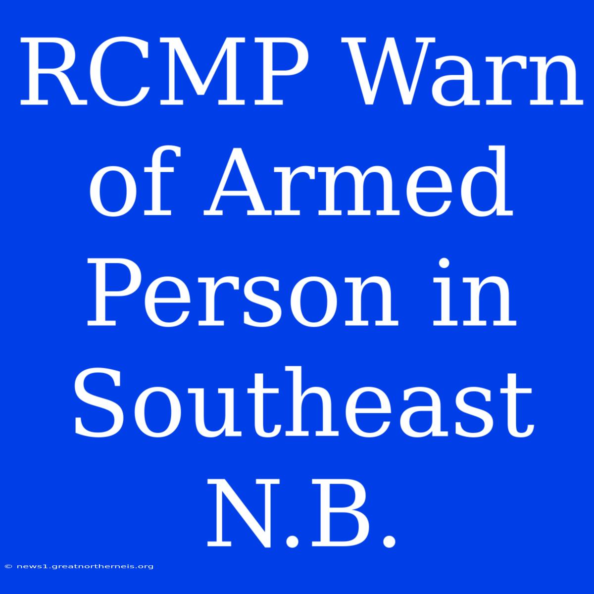 RCMP Warn Of Armed Person In Southeast N.B.