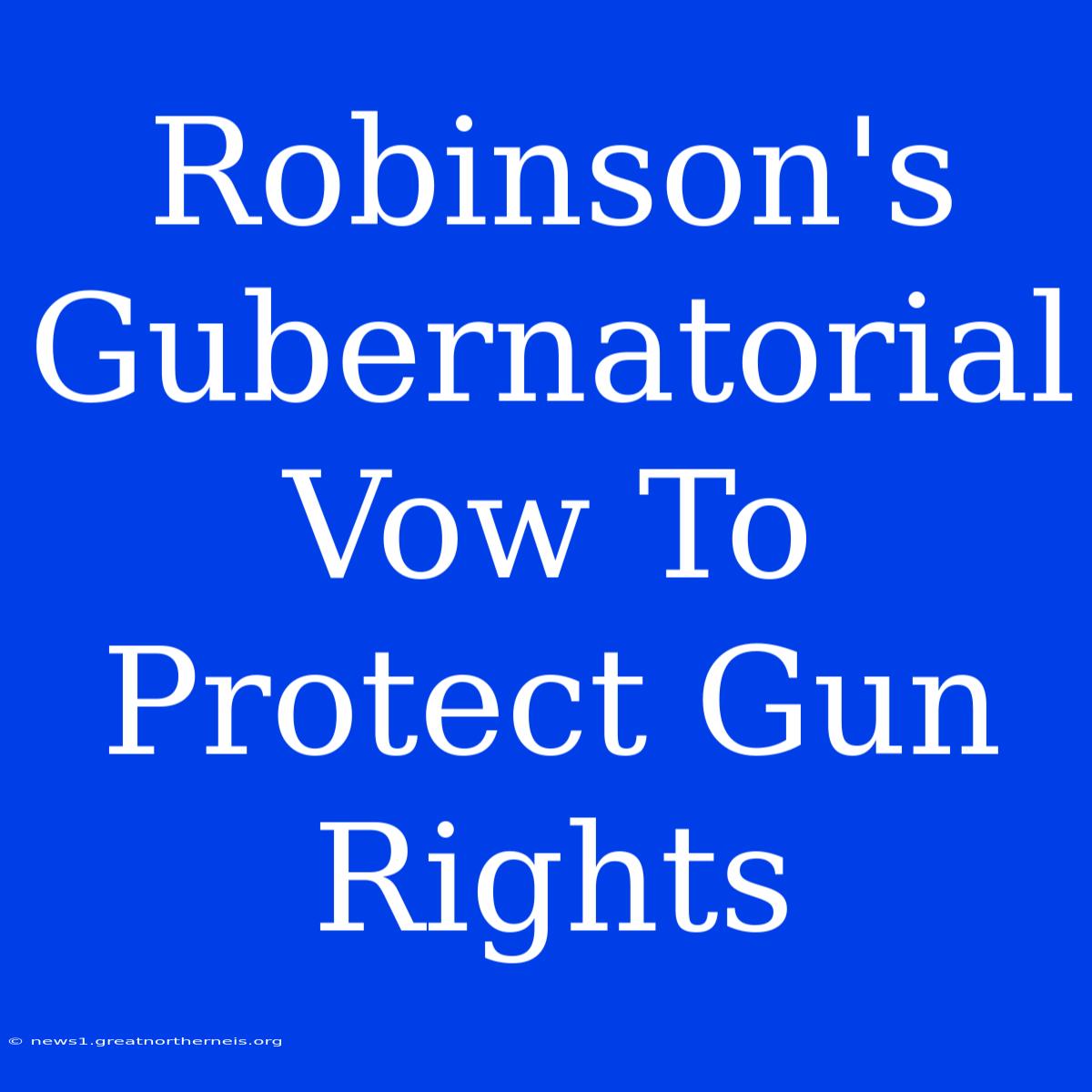 Robinson's Gubernatorial Vow To Protect Gun Rights