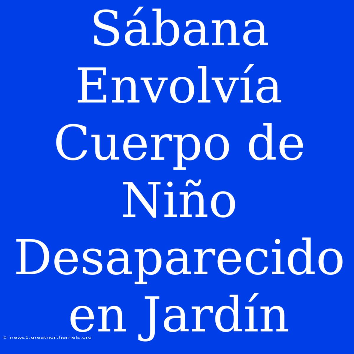 Sábana Envolvía Cuerpo De Niño Desaparecido En Jardín