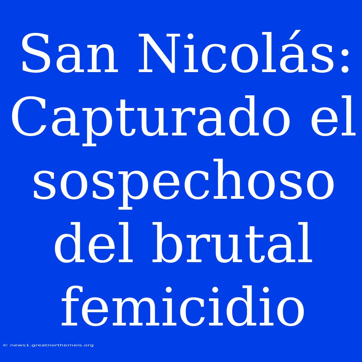 San Nicolás: Capturado El Sospechoso Del Brutal Femicidio