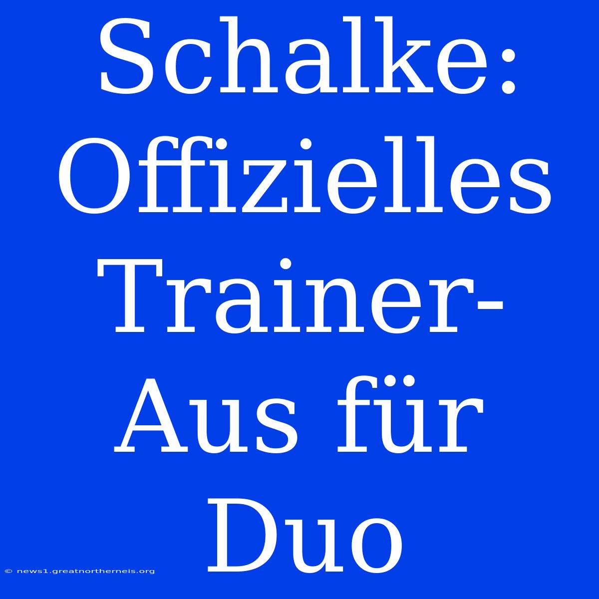 Schalke: Offizielles Trainer-Aus Für Duo