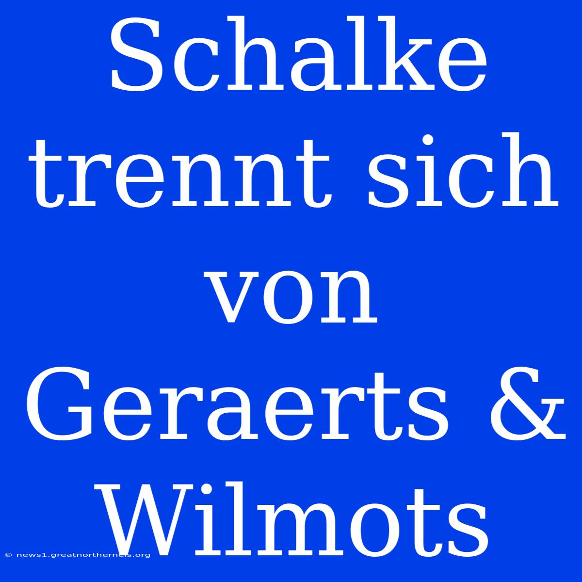 Schalke Trennt Sich Von Geraerts & Wilmots