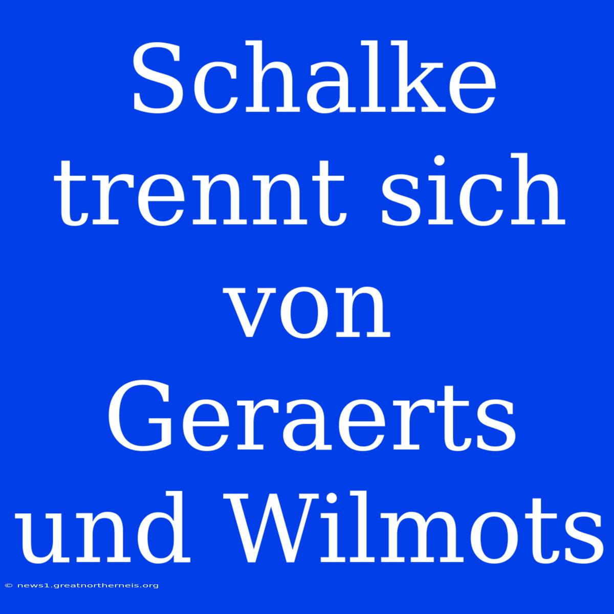 Schalke Trennt Sich Von Geraerts Und Wilmots