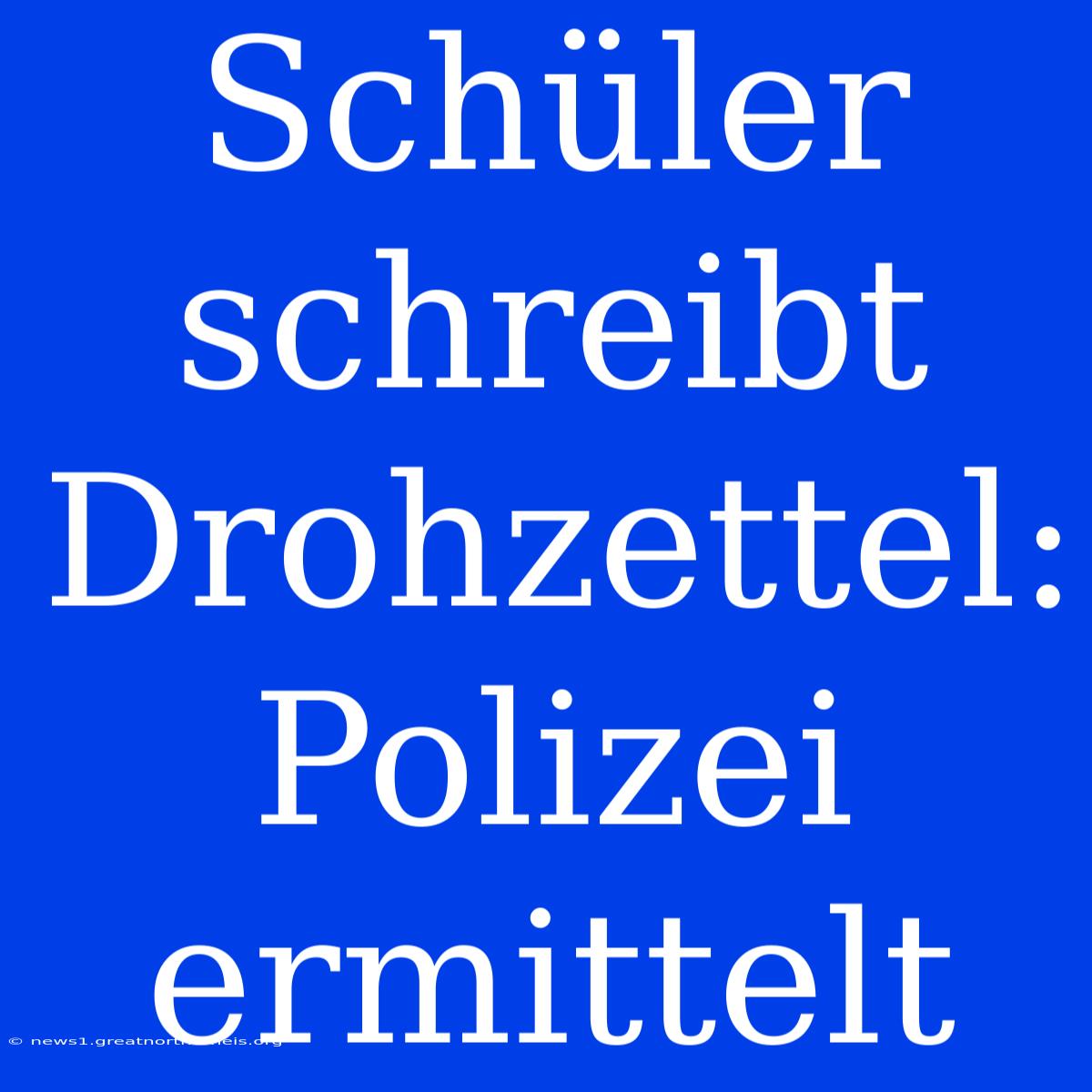 Schüler Schreibt Drohzettel: Polizei Ermittelt