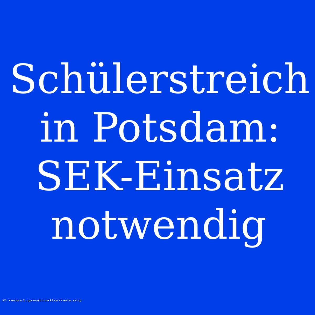 Schülerstreich In Potsdam: SEK-Einsatz Notwendig