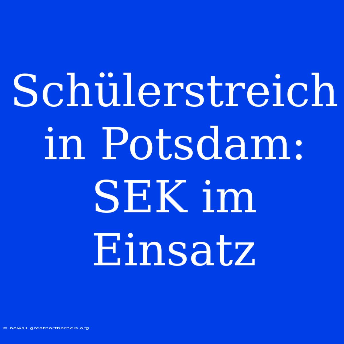 Schülerstreich In Potsdam: SEK Im Einsatz