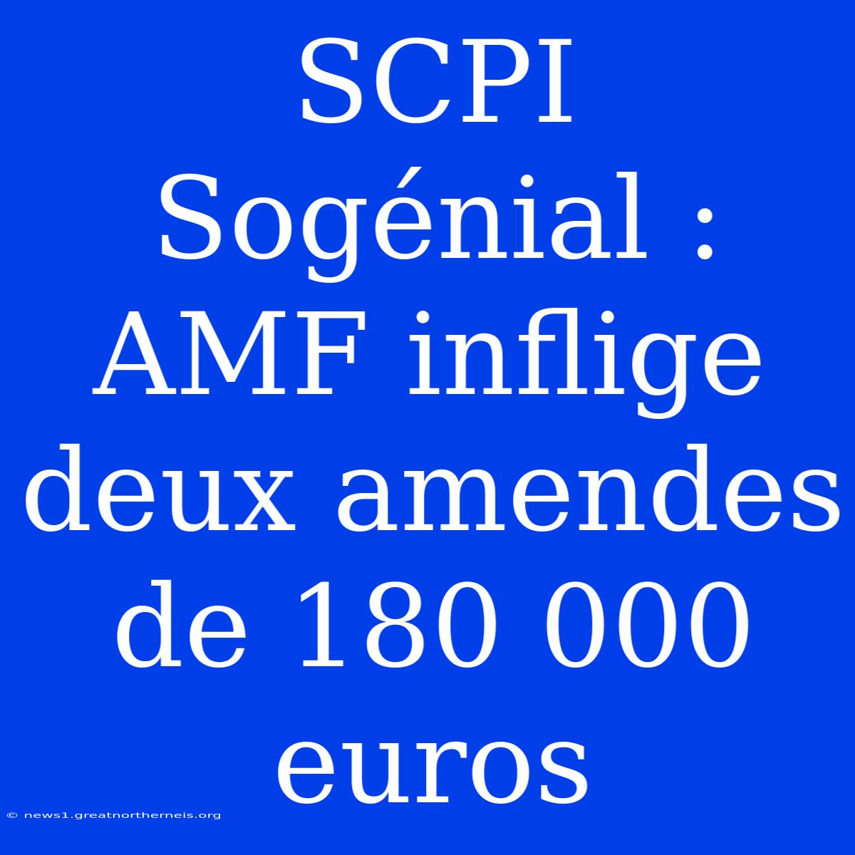 SCPI Sogénial : AMF Inflige Deux Amendes De 180 000 Euros