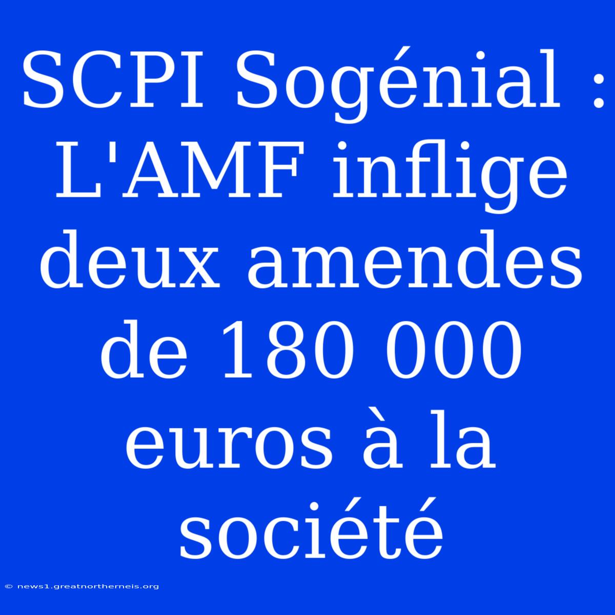 SCPI Sogénial : L'AMF Inflige Deux Amendes De 180 000 Euros À La Société