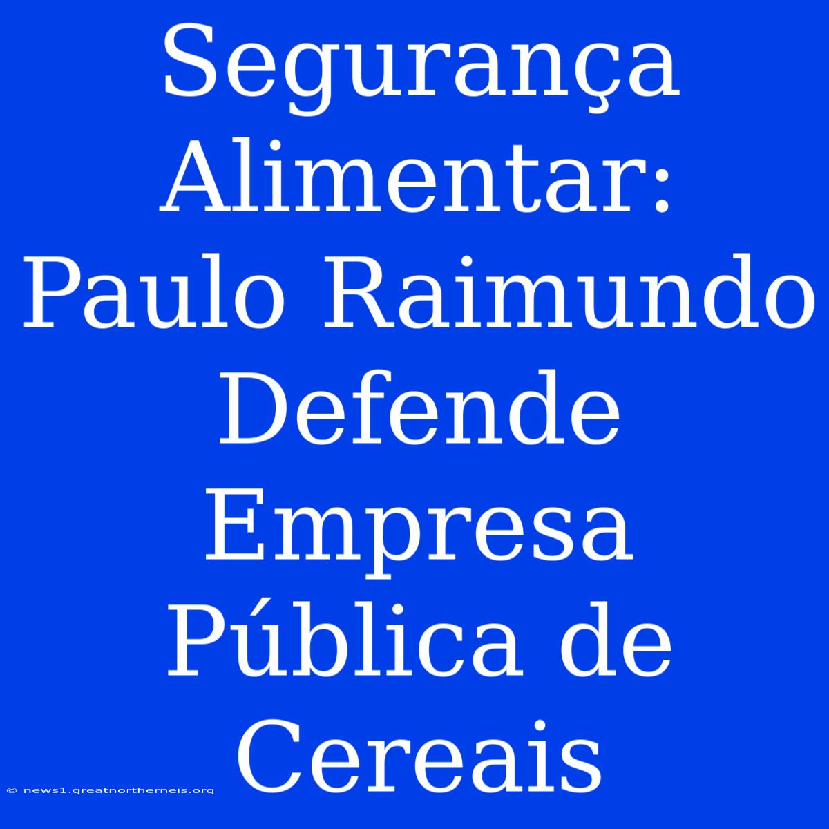 Segurança Alimentar: Paulo Raimundo Defende Empresa Pública De Cereais