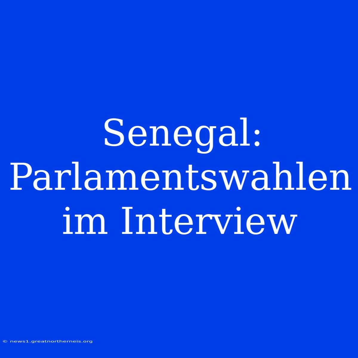 Senegal: Parlamentswahlen Im Interview