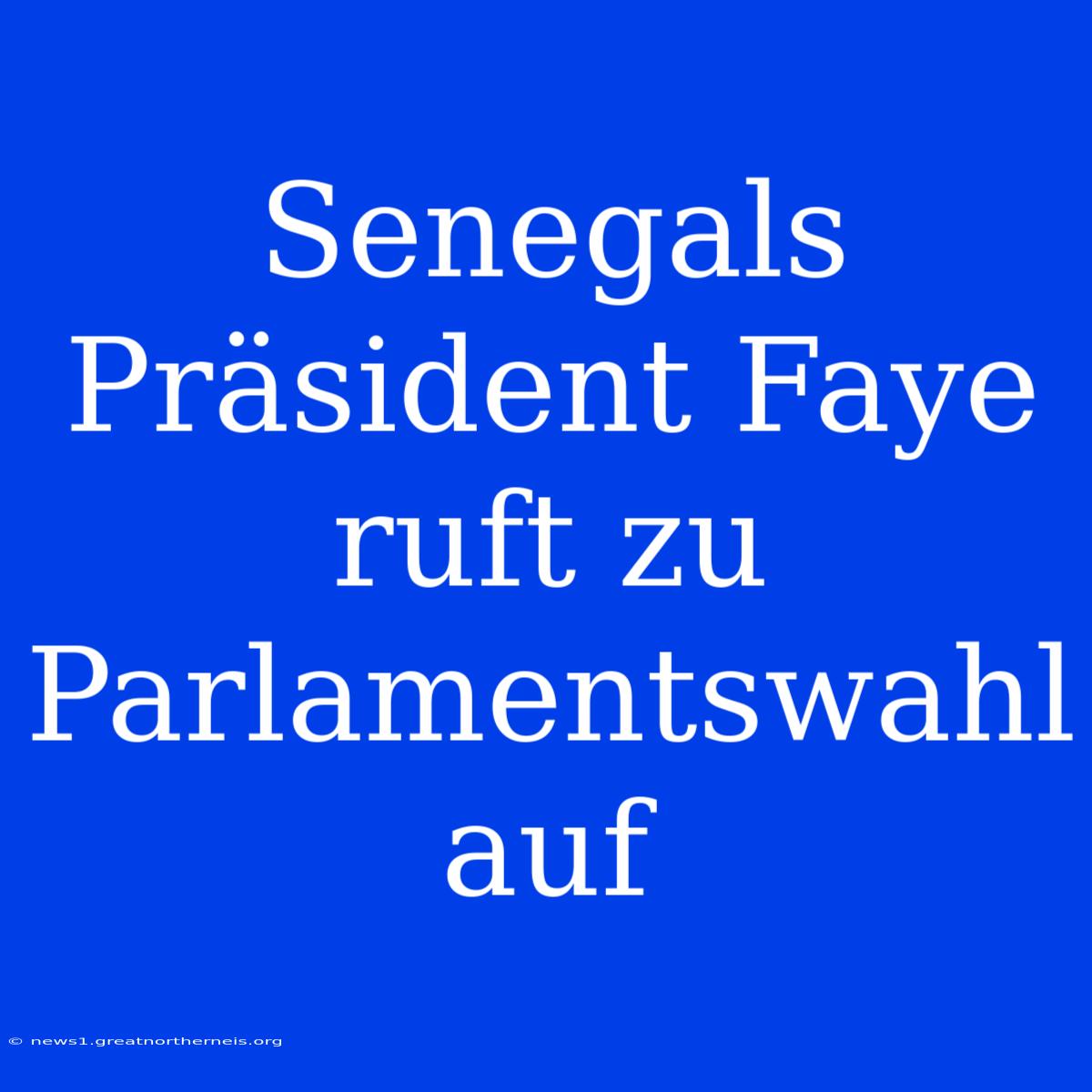 Senegals Präsident Faye Ruft Zu Parlamentswahl Auf