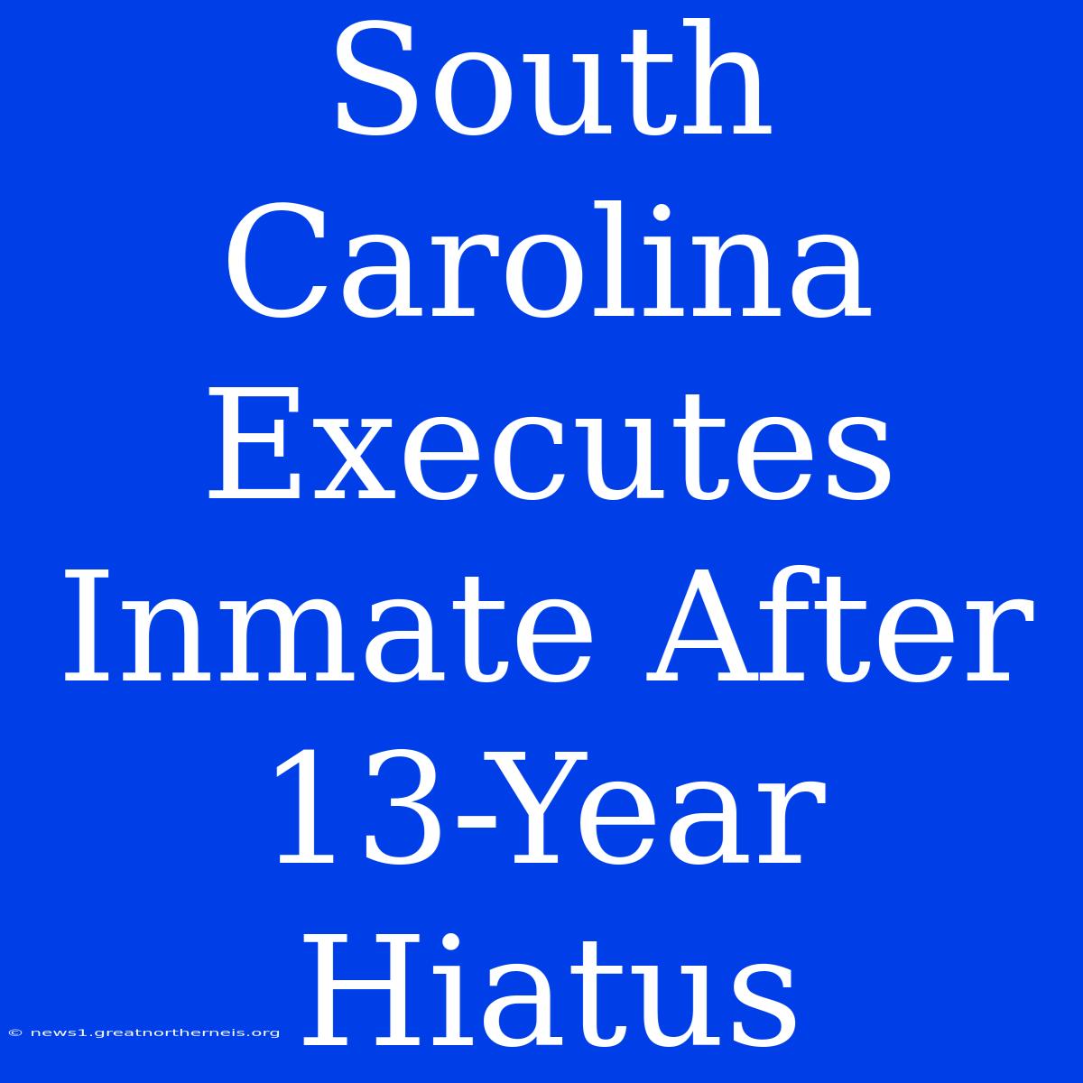 South Carolina Executes Inmate After 13-Year Hiatus