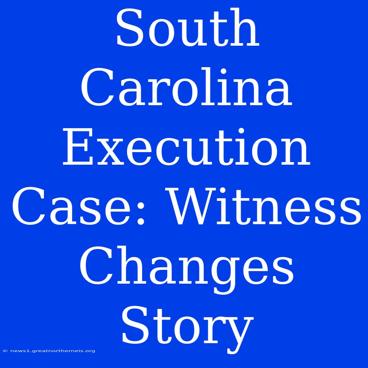 South Carolina Execution Case: Witness Changes Story