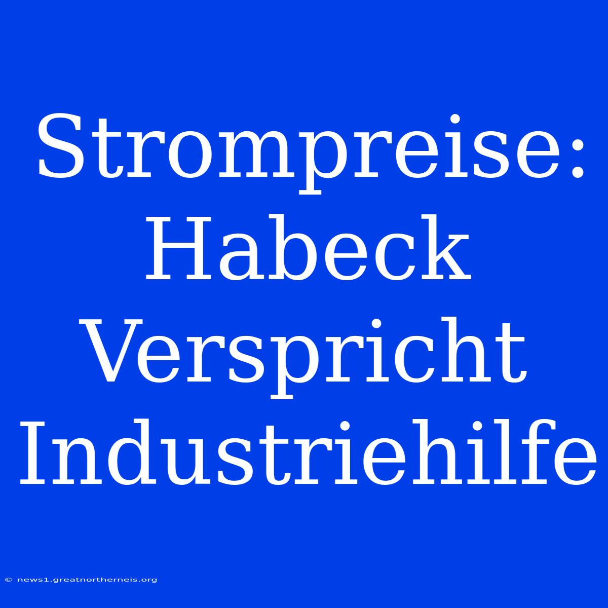 Strompreise: Habeck Verspricht Industriehilfe