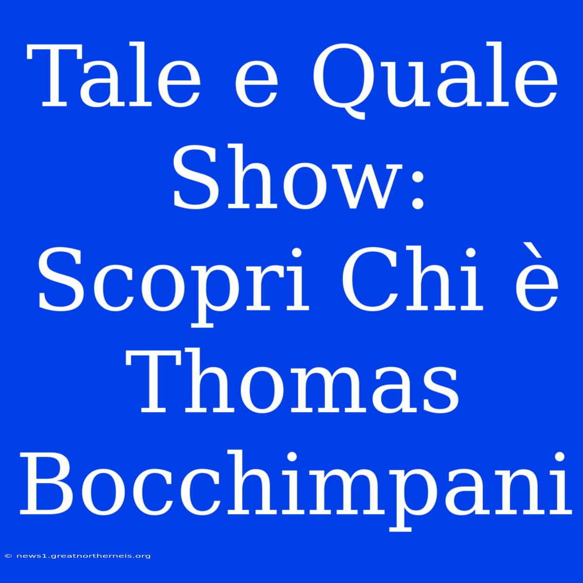 Tale E Quale Show: Scopri Chi È Thomas Bocchimpani