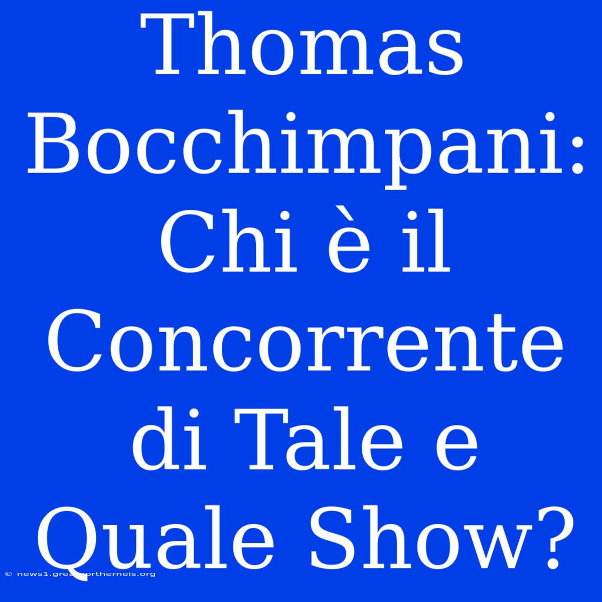 Thomas Bocchimpani: Chi È Il Concorrente Di Tale E Quale Show?