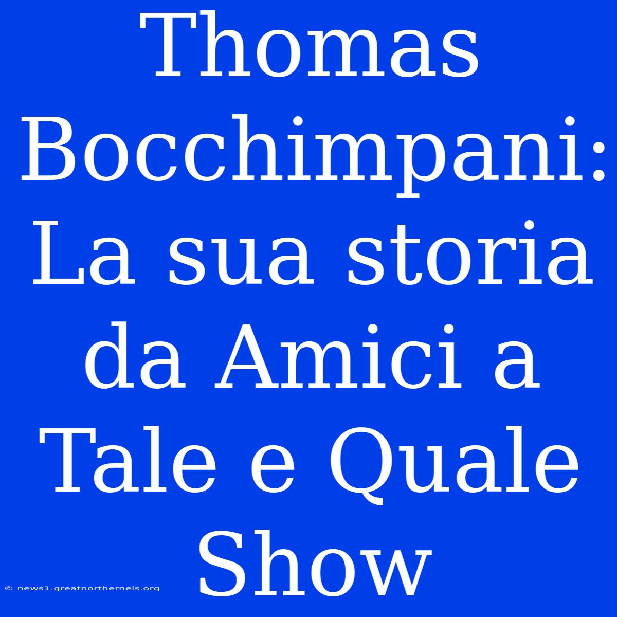 Thomas Bocchimpani: La Sua Storia Da Amici A Tale E Quale Show