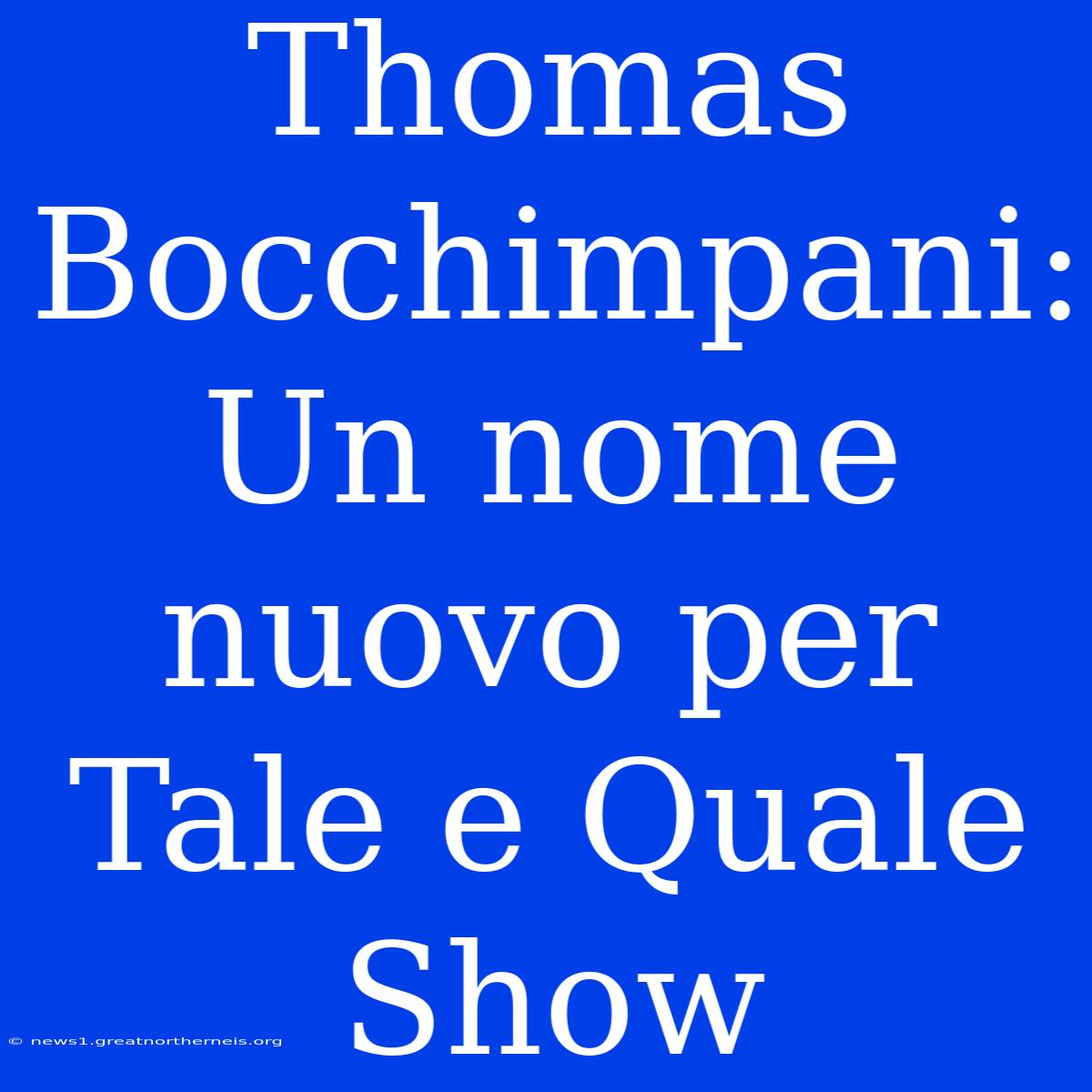 Thomas Bocchimpani:  Un Nome Nuovo Per Tale E Quale Show