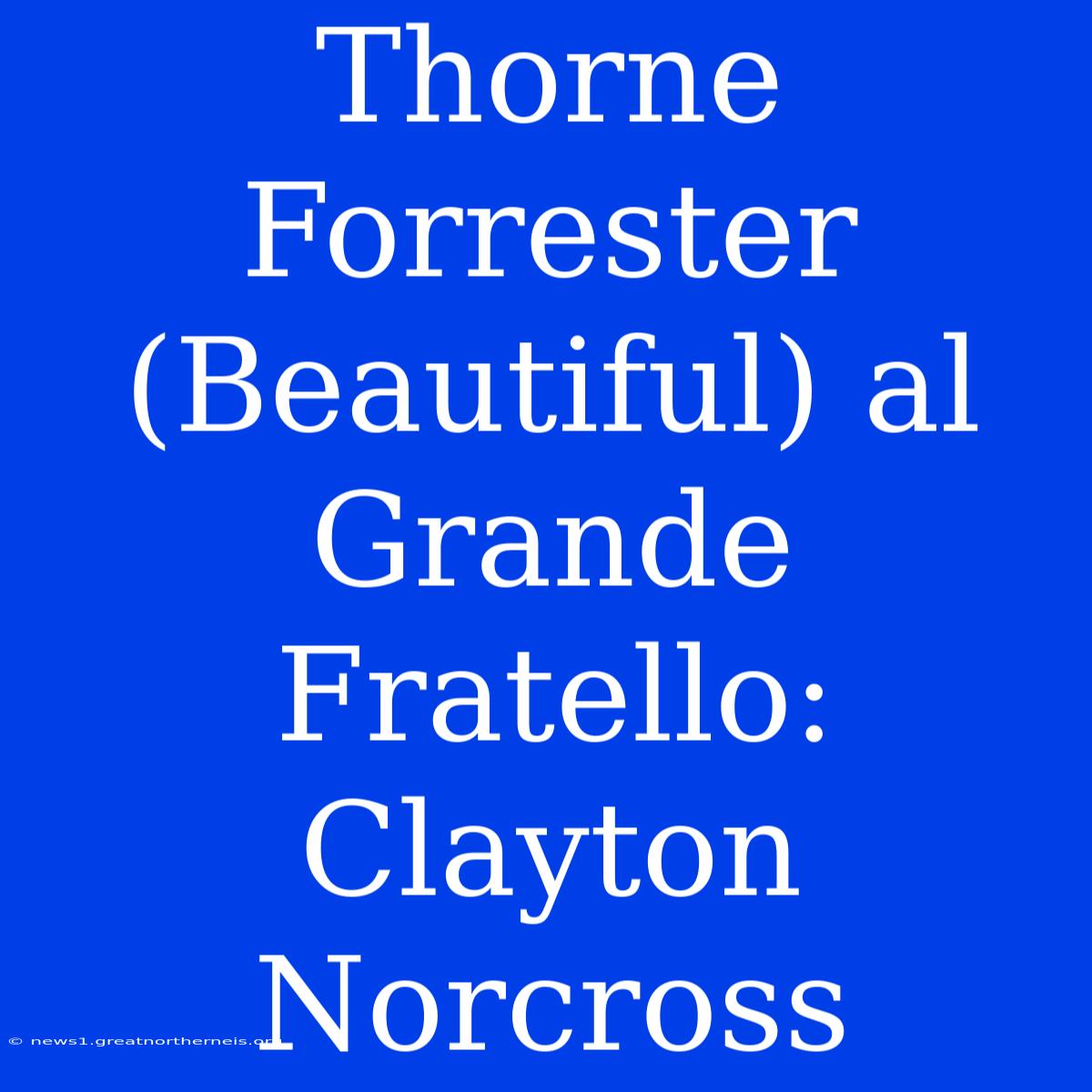 Thorne Forrester (Beautiful) Al Grande Fratello: Clayton Norcross