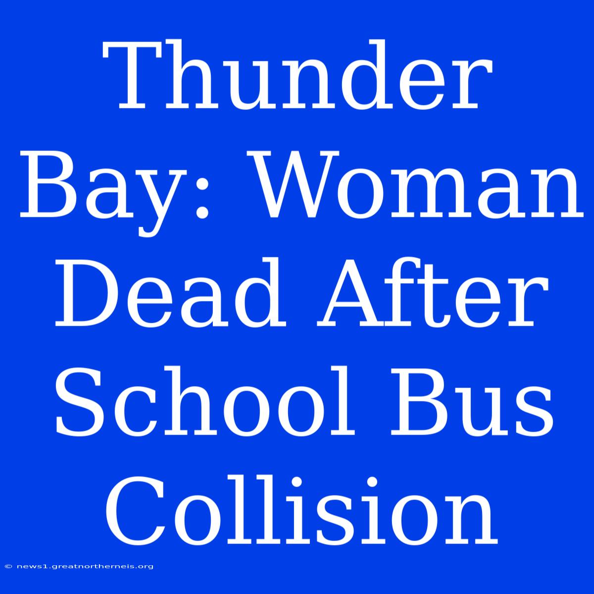 Thunder Bay: Woman Dead After School Bus Collision