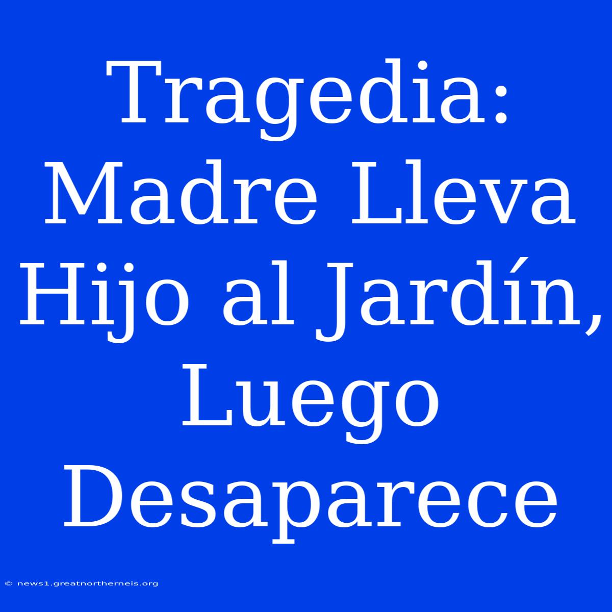 Tragedia: Madre Lleva Hijo Al Jardín, Luego Desaparece