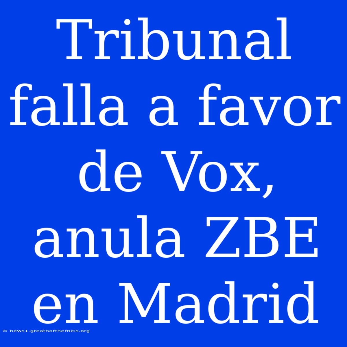 Tribunal Falla A Favor De Vox, Anula ZBE En Madrid