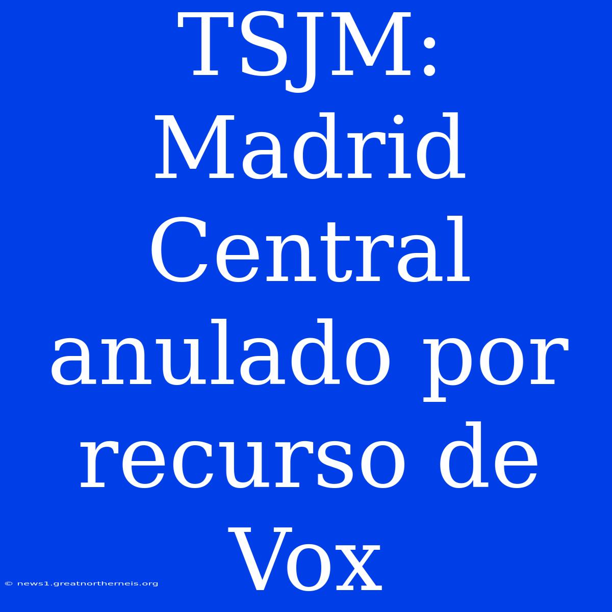 TSJM: Madrid Central Anulado Por Recurso De Vox