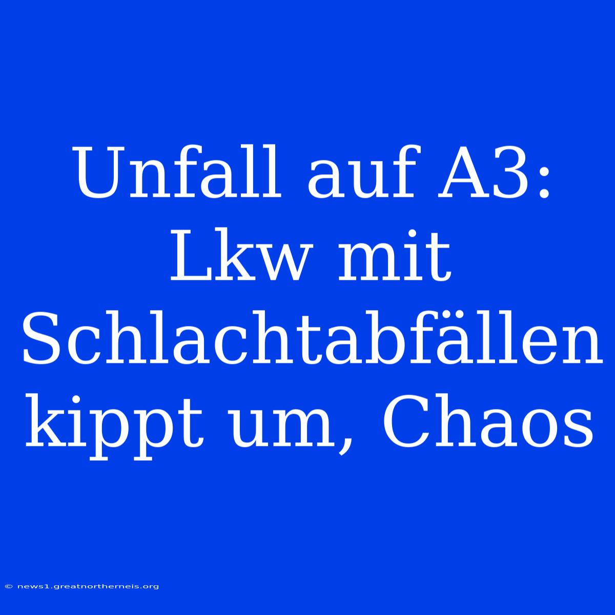 Unfall Auf A3: Lkw Mit Schlachtabfällen Kippt Um, Chaos