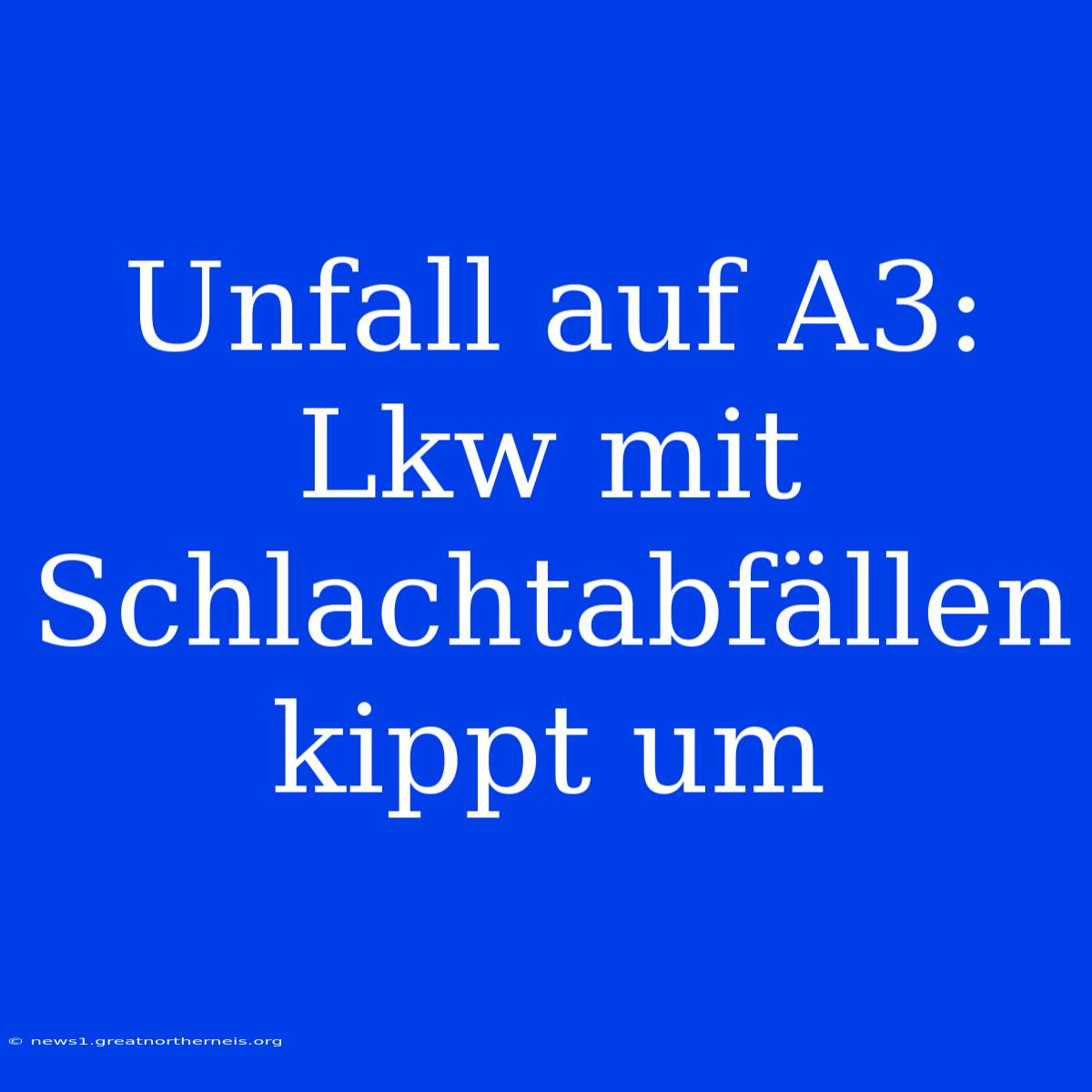 Unfall Auf A3: Lkw Mit Schlachtabfällen Kippt Um