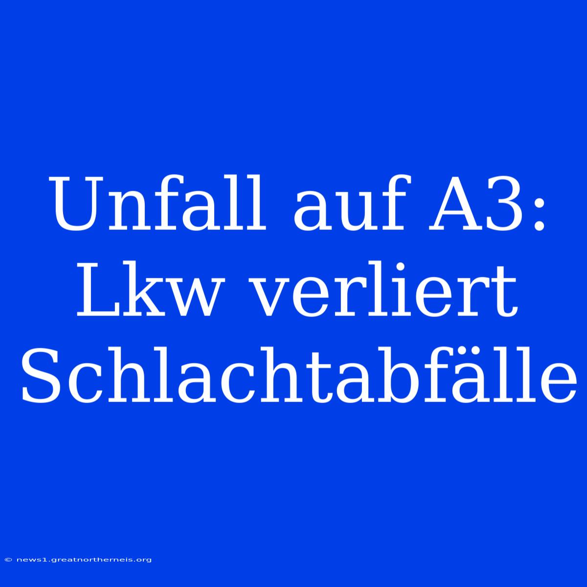 Unfall Auf A3: Lkw Verliert Schlachtabfälle