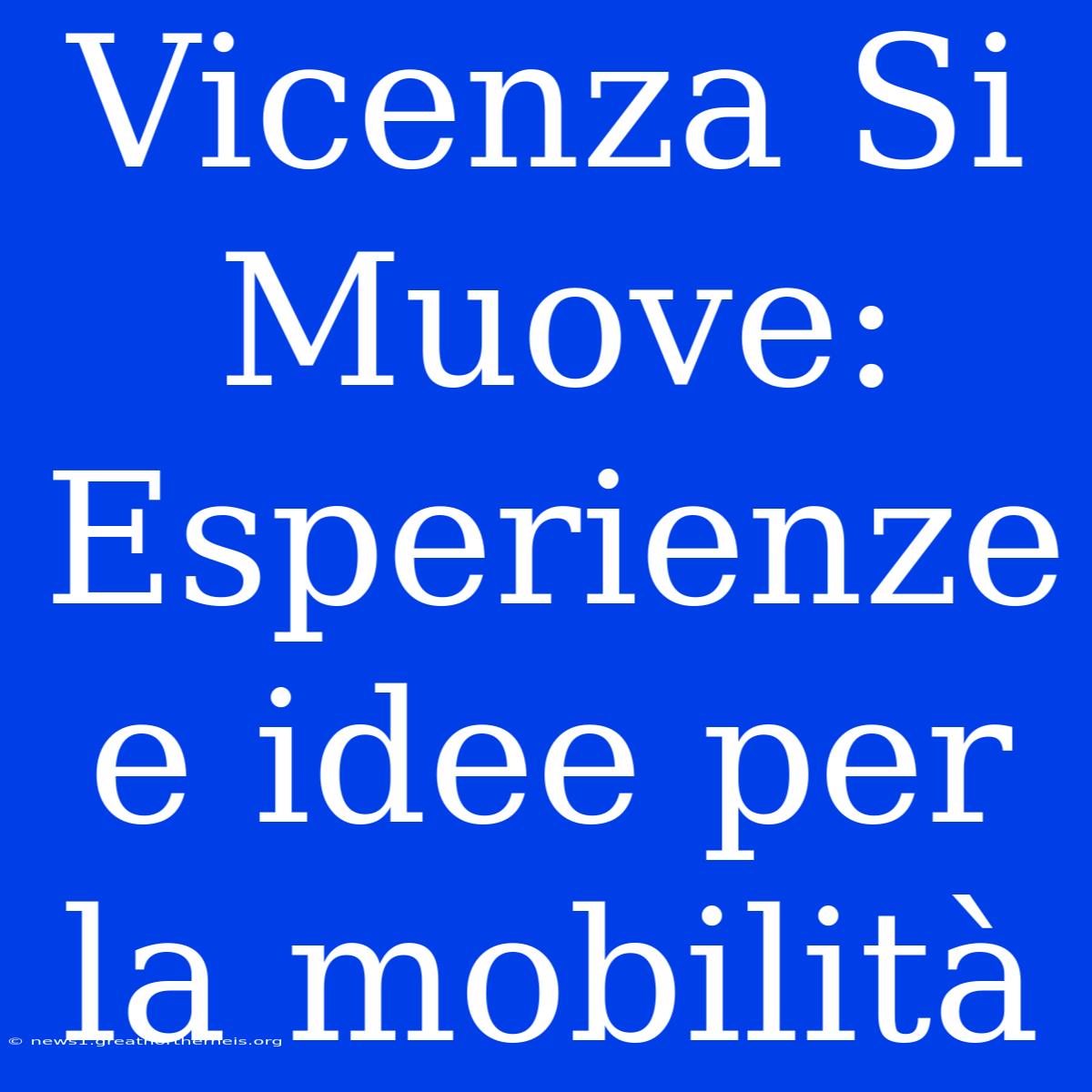 Vicenza Si Muove: Esperienze E Idee Per La Mobilità