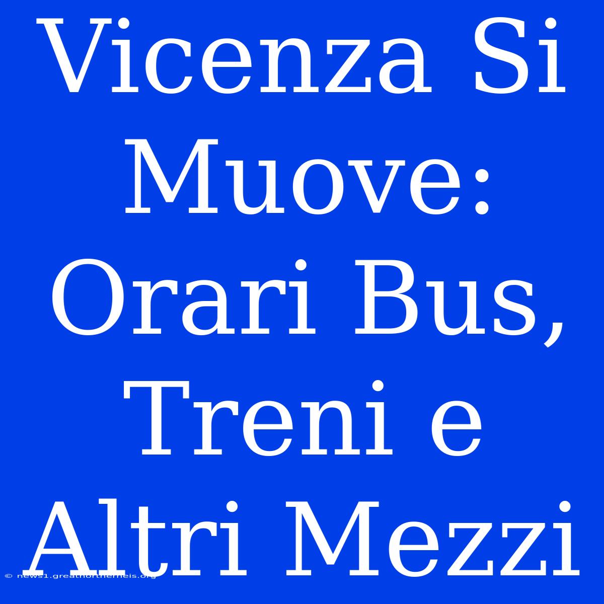 Vicenza Si Muove: Orari Bus, Treni E Altri Mezzi