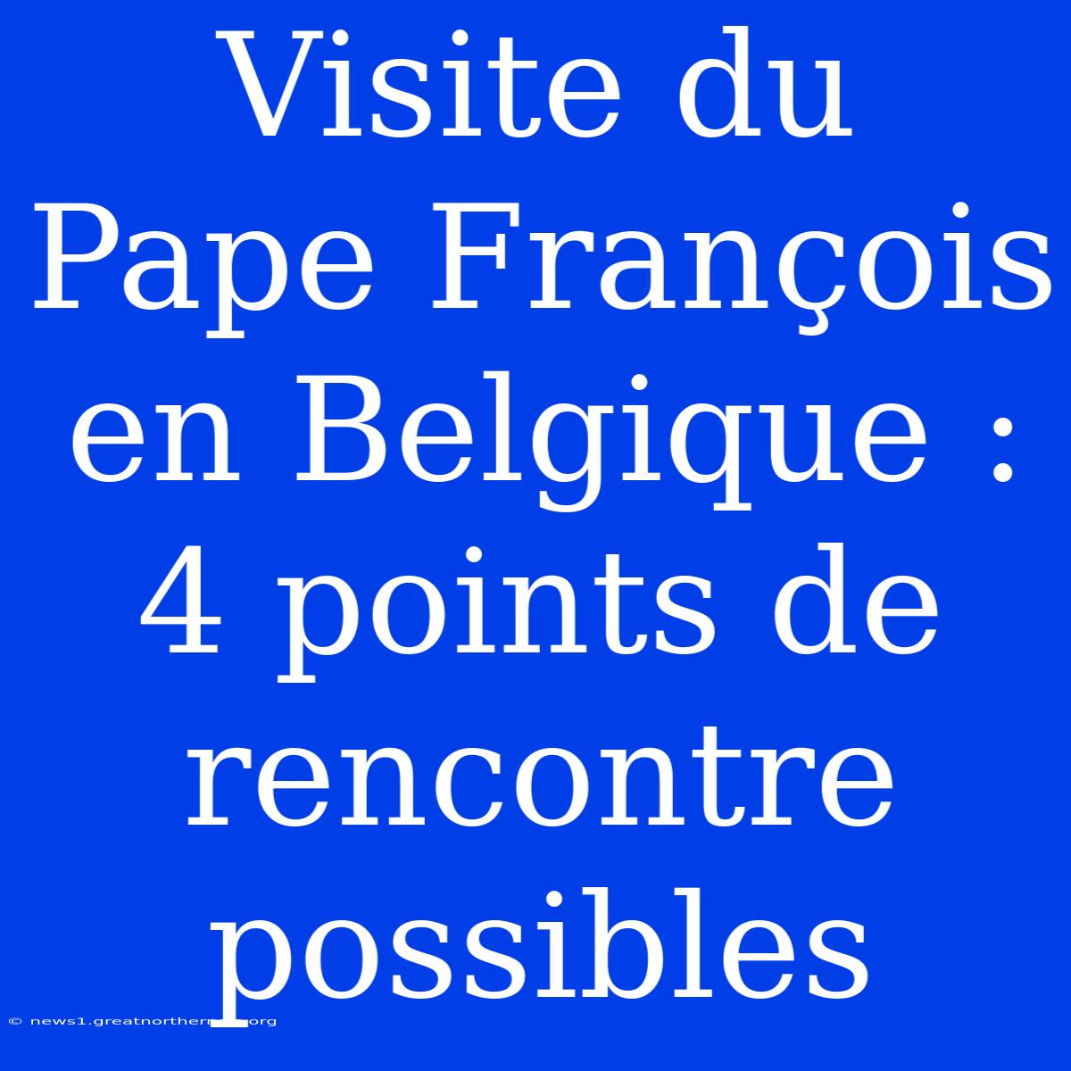 Visite Du Pape François En Belgique : 4 Points De Rencontre Possibles