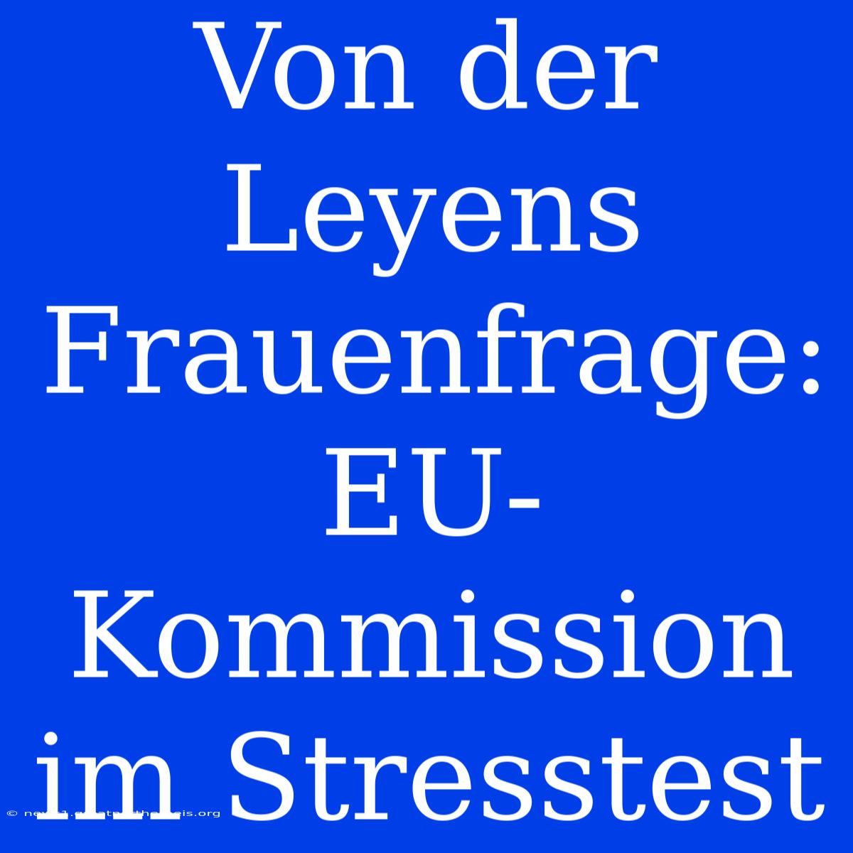 Von Der Leyens Frauenfrage: EU-Kommission Im Stresstest