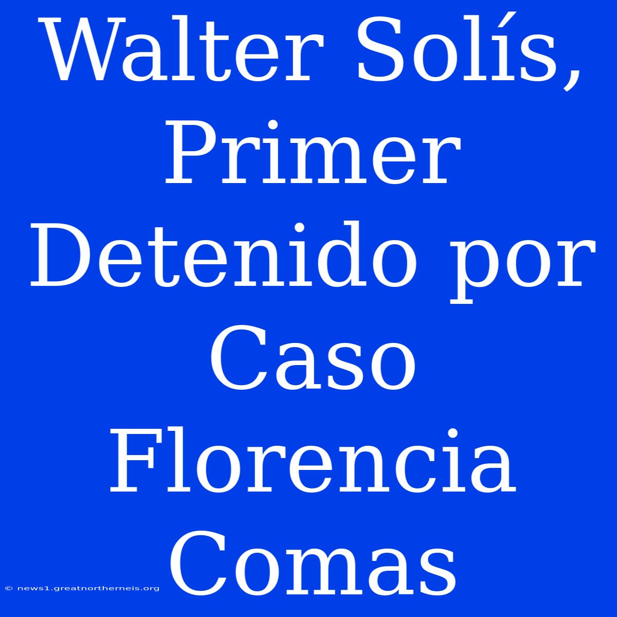 Walter Solís, Primer Detenido Por Caso Florencia Comas