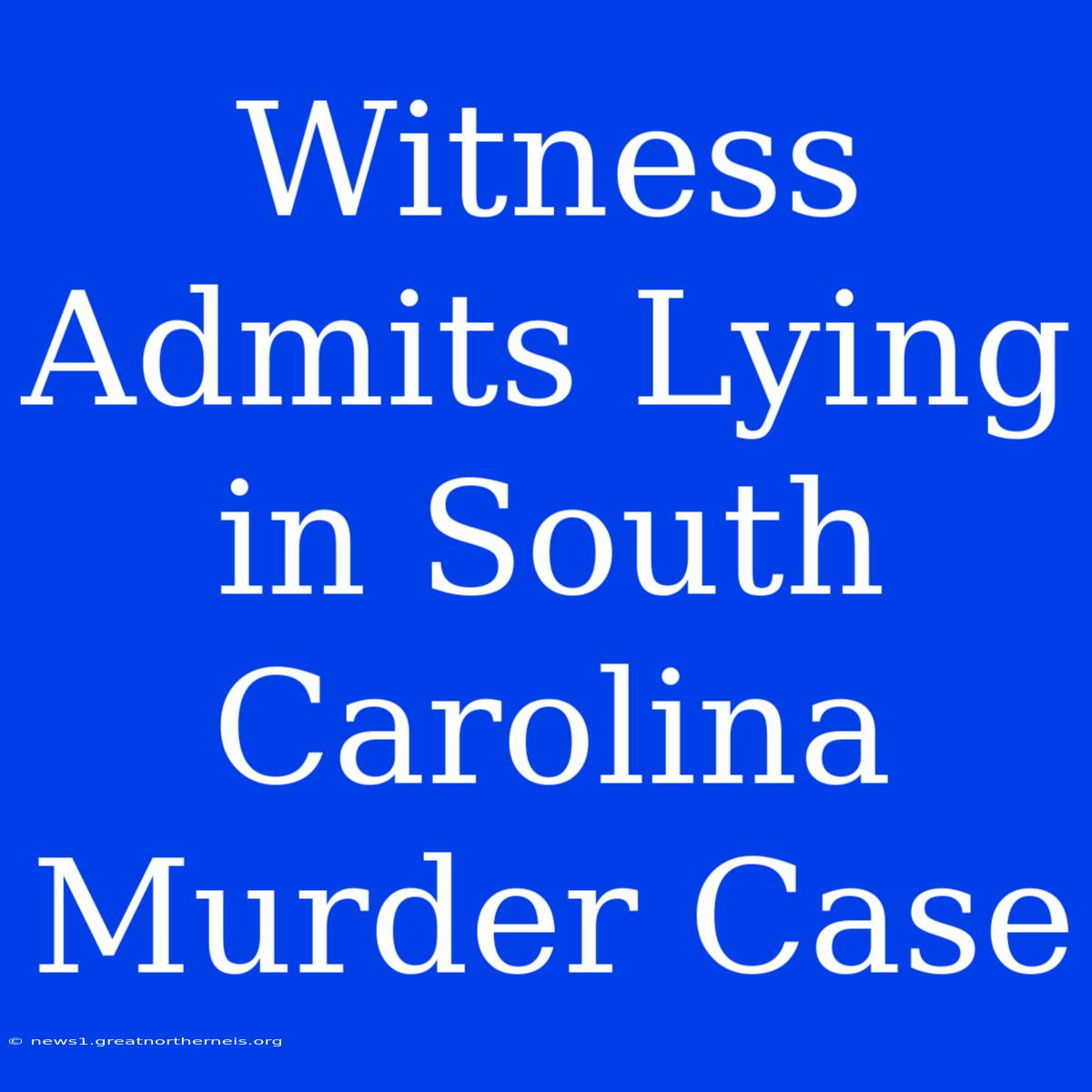 Witness Admits Lying In South Carolina Murder Case