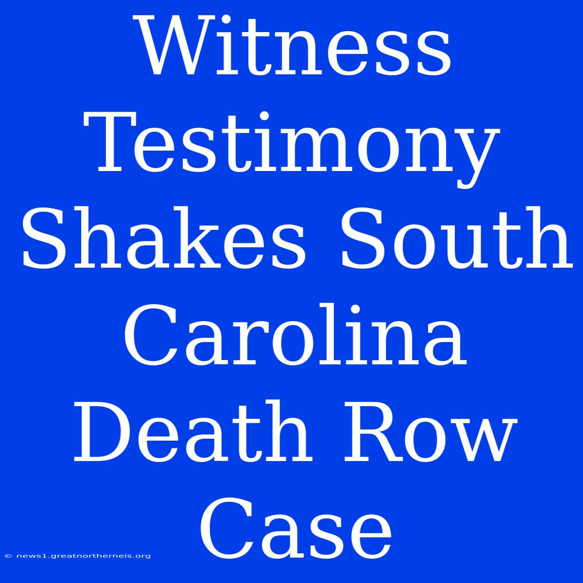 Witness Testimony Shakes South Carolina Death Row Case