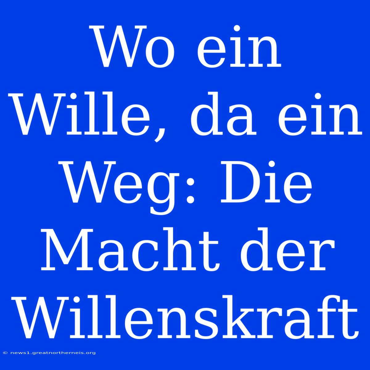 Wo Ein Wille, Da Ein Weg: Die Macht Der Willenskraft