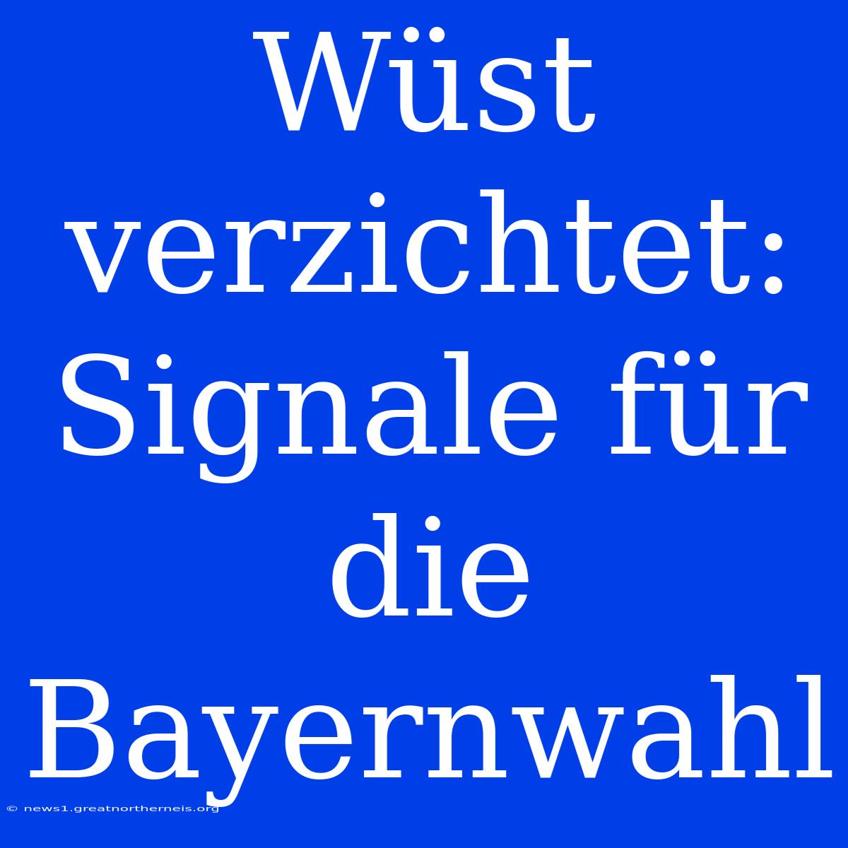 Wüst Verzichtet: Signale Für Die Bayernwahl