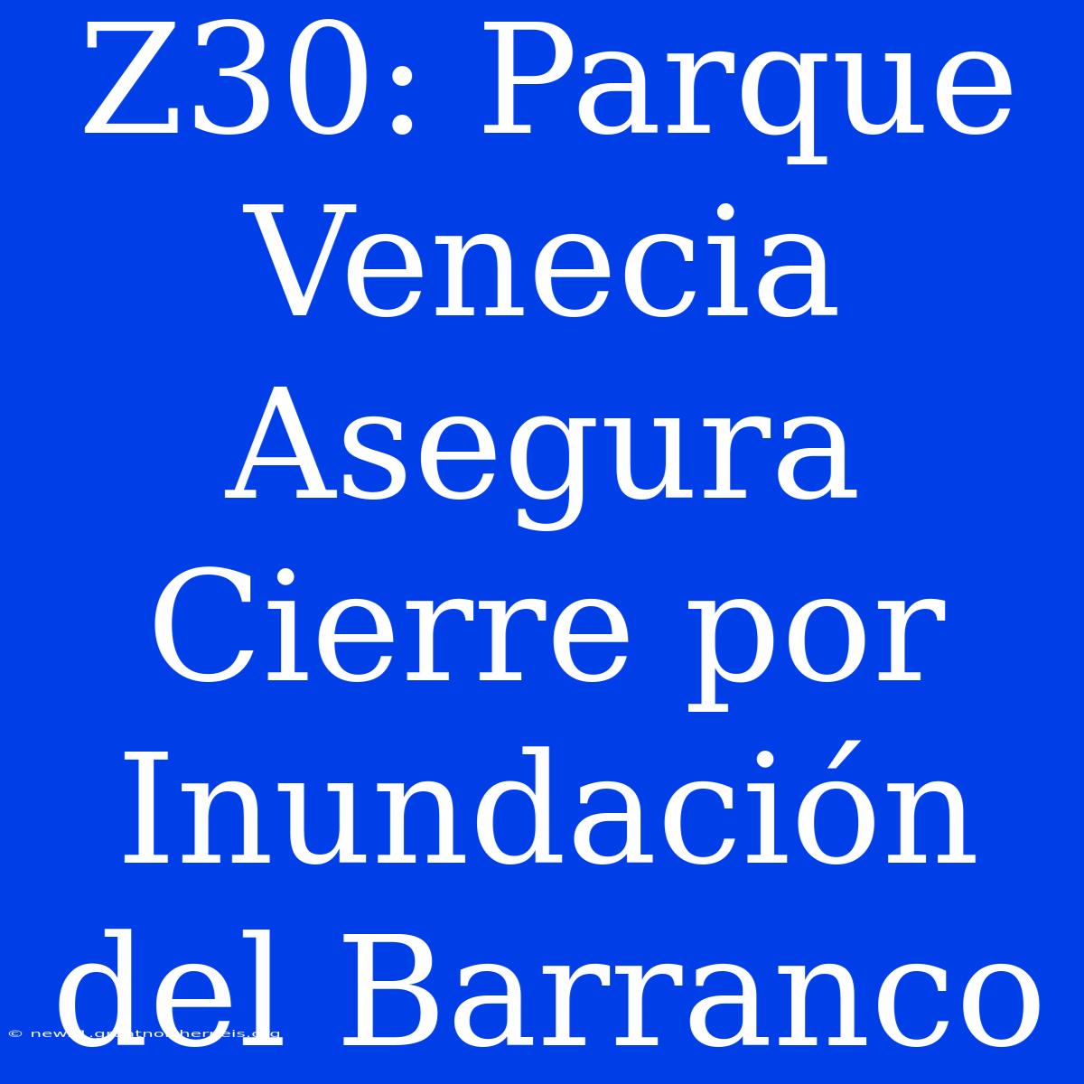 Z30: Parque Venecia Asegura Cierre Por Inundación Del Barranco